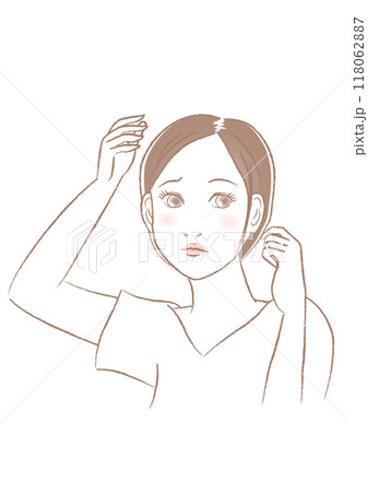 薄毛に悩む女性のイラスト 118062887