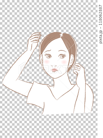 一個女人頭髮稀疏的插圖 118062887