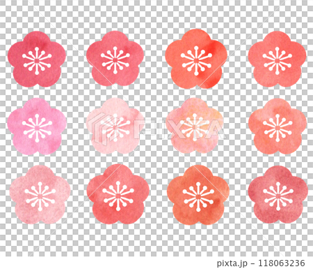 水彩日本圖案梅花圖案 118063236