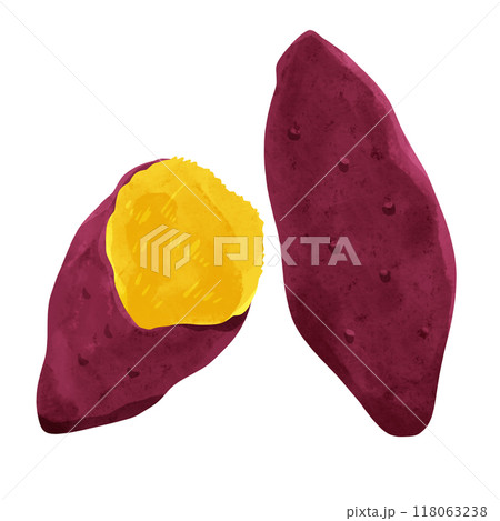 焼き芋 水彩風手描きイラスト 焼き芋 水彩風手描きイラスト 118063238