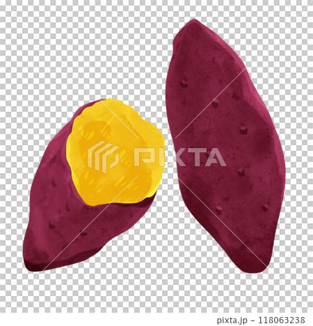 焼き芋 水彩風手描きイラスト 焼き芋 水彩風手描きイラスト 118063238