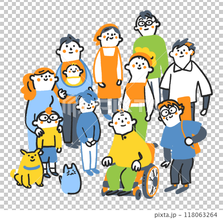 與社會共存生活在社會中的各種人 庫存插畫素材 118063264