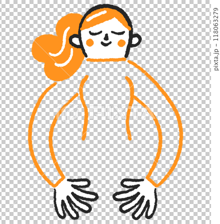 一個女人拿著東西,用手臂畫一個圓圈 庫存插圖素材 一個女人拿著東西,用手臂畫一個圓圈 庫存插圖素材 118063279