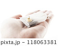 image of tea bag miniature mug hand white background 118063381