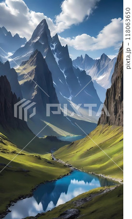 panorama of mountains nature landscape background 118063650