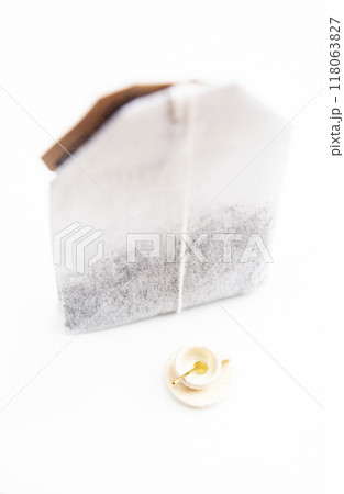 image of tea bag miniature mug white background 118063827