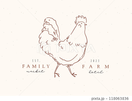 Rooster family farm market illustration 118063836