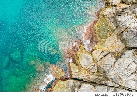 Top view Sea Shore at Phuket Thailand beautiful seacoast in open sea summer season background 118063979