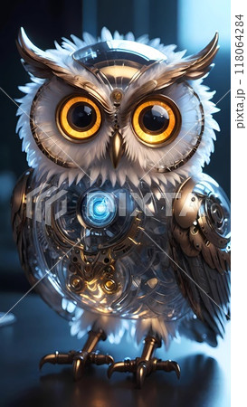 Mechanical owl illustration  118064284