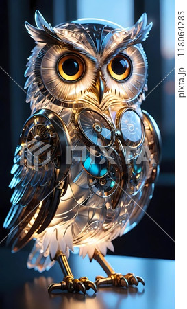 Mechanical owl illustration Mechanical owl illustration 118064285