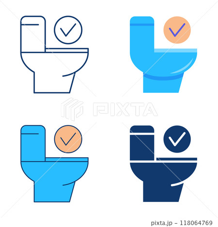 Toilet with ok checkmark icon set 118064769