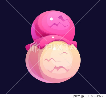 Cartoon number eight made of ice cream scoops in pink and creamy colors. Candy and confectionery alphabet, sweets typeface font, type. Playful vector 8 summer dessert symbol for children math learning Cartoon number eight made of ice cream scoops in pink and creamy colors. Candy and confectionery alphabet, sweets typeface font, type. Playful vector 8 summer dessert symbol for children math learning 118064977
