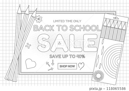 Back to School Coloring Page with Pencils 118065586