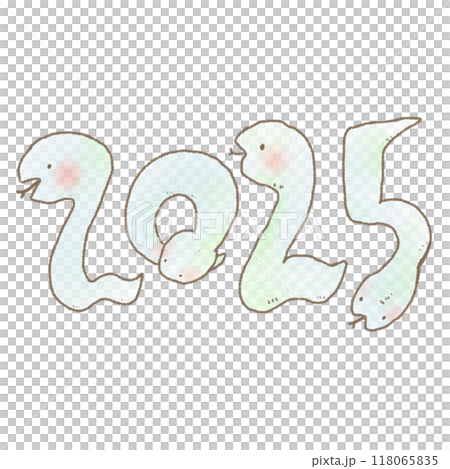 White snake 2025 New Year's card illustration 118065835