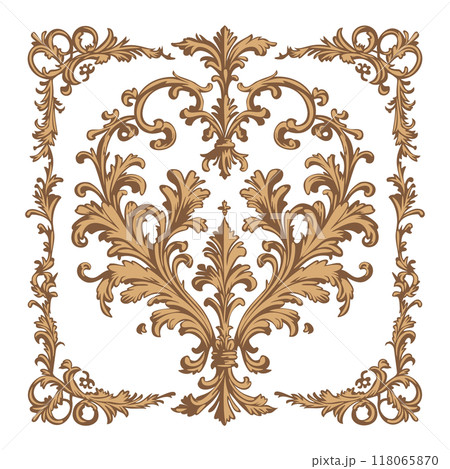 Retro baroque decorative design element isolated on white background Retro baroque decorative design element isolated on white background 118065870