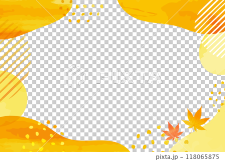 敬老の日　秋　紅葉　水彩風 曲線 フレーム	 118065875