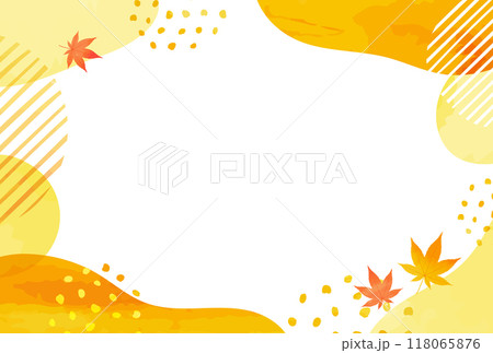 敬老の日　秋　紅葉　水彩風 曲線 フレーム	 118065876