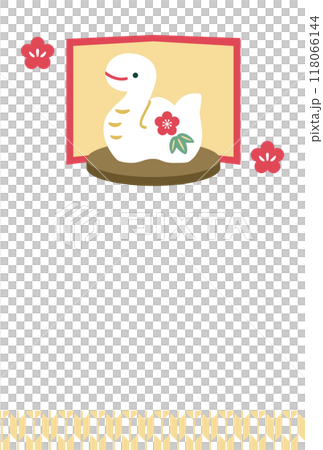 蛇年雕像新年賀卡模板 118066144