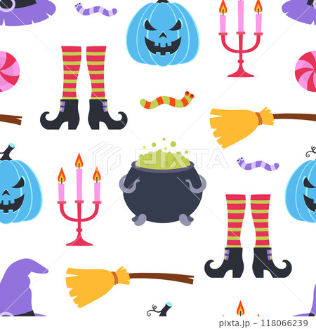 seamless pattern witch pumpkin and broom seamless pattern witch pumpkin and broom 118066239
