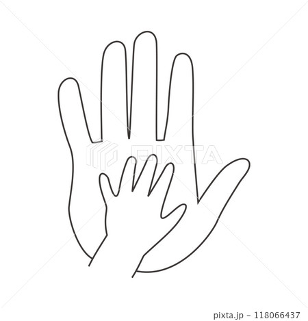 big fathers hand holding child palm 118066437