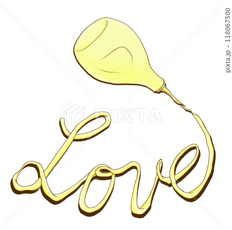 マヨネーズで書かれた「Love」の文字・茶色太線・影つき マヨネーズで書かれた「Love」の文字・茶色太線・影つき 118067500