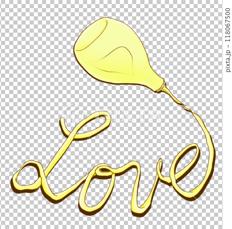 マヨネーズで書かれた「Love」の文字・茶色太線・影つき マヨネーズで書かれた「Love」の文字・茶色太線・影つき 118067500