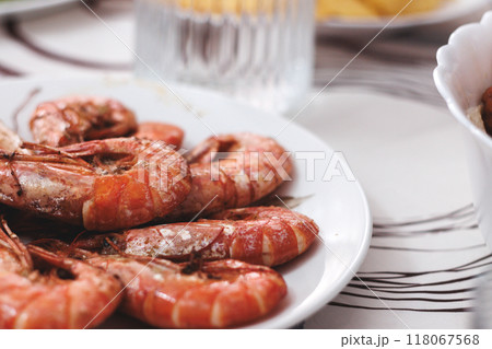 Grilled prawns: a popular tapa in Spain Grilled prawns: a popular tapa in Spain 118067568
