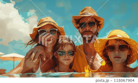 Family on vacation at sea. Family weekend. 118067904