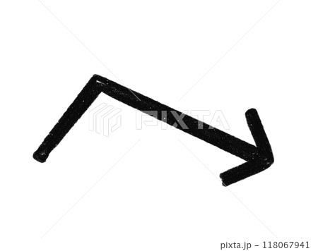 折れ曲がった手描きの矢印 118067941