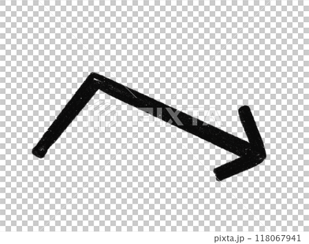 折れ曲がった手描きの矢印 118067941
