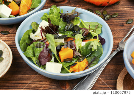 Fresh autumn pumpkin salad. Fresh autumn pumpkin salad. 118067973