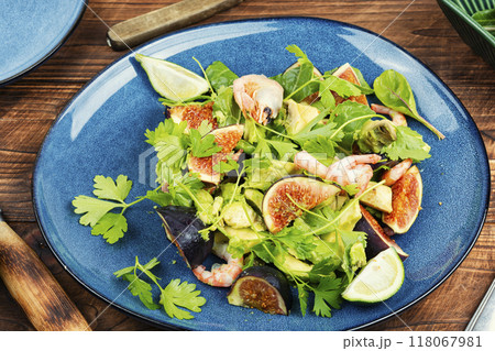 Shrimp salad with figs. Shrimp salad with figs. 118067981