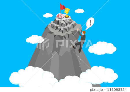 3D Isometric Flat Vector Illustration of Overcoming Obstacles, Climbing towards Mountain Peak 3D Isometric Flat Vector Illustration of Overcoming Obstacles, Climbing towards Mountain Peak 118068524