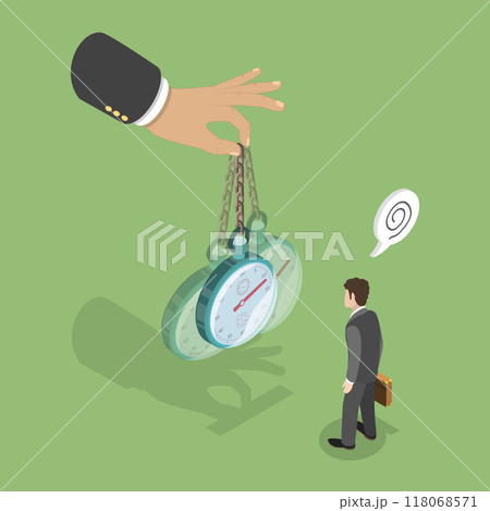 3D Isometric Flat Vector Illustration of Manipulation Technique Of Business, Hypnosis Session 118068571