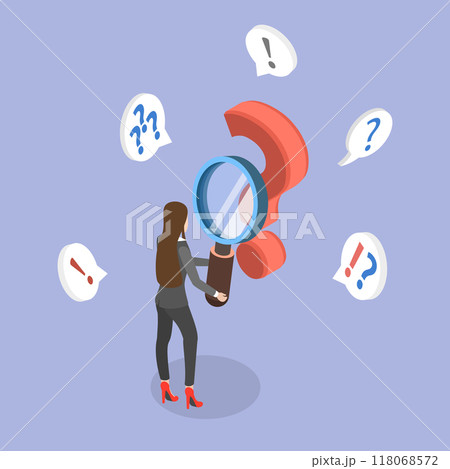 3D Isometric Flat Vector Illustration of Frequently Asked Questions, Problem Solving, Curiosity 118068572