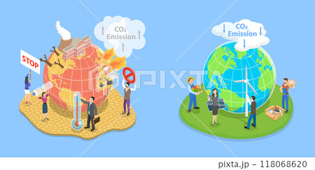 3D Isometric Flat Vector Illustration of Climate Change, Save the Planet 3D Isometric Flat Vector Illustration of Climate Change, Save the Planet 118068620