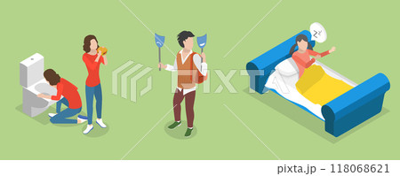 3D Isometric Flat Vector Illustration of Psychiatric Disorders, Mental Health Conditions 118068621