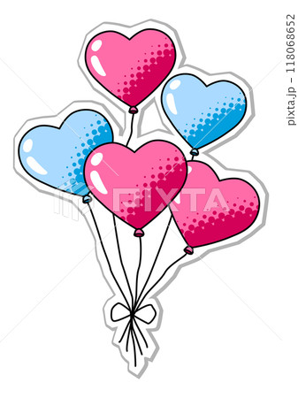 Heart balloons for Valentine Day. Holiday romantic sticker and love symbol. 118068652