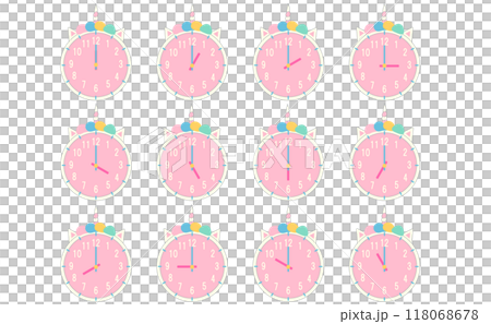 ユニコーンデザインの時計イラストセット 118068678
