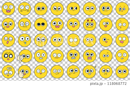 Circular facial expression hand-drawn illustration set 2 118068772