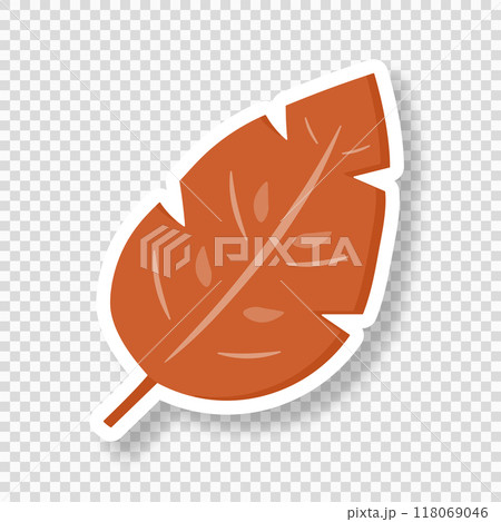 Autumn leaf sticker on a transparent background. The symbol of autumn. Orange leaf. 118069046