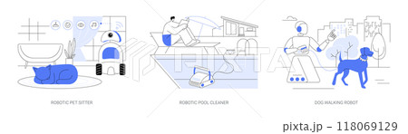 Household robots isolated cartoon vector illustrations se Household robots isolated cartoon vector illustrations se 118069129