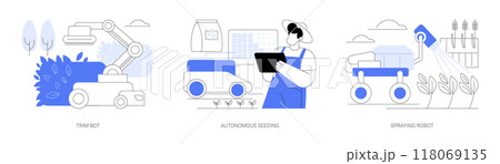 Use of robots in agriculture isolated cartoon vector illustrations se 118069135