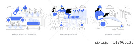 Agricultural robots isolated cartoon vector illustrations se 118069136