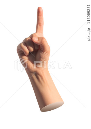 Index finger pointing up, kids pointer, forefinger showing, isolated on white background Index finger pointing up, kids pointer, forefinger showing, isolated on white background 118069281