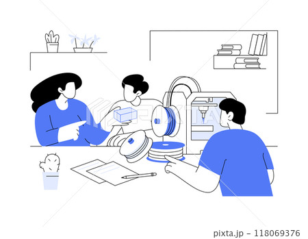 3D printing isolated cartoon vector illustrations. 3D printing isolated cartoon vector illustrations. 118069376