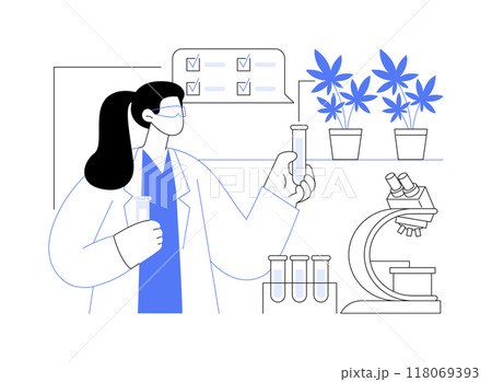 Testing cannabis in a lab isolated cartoon vector illustrations. 118069393