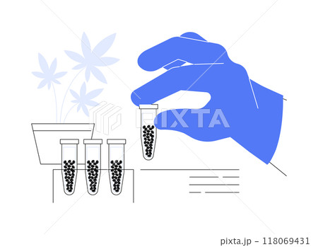 Planting cannabis seeds isolated cartoon vector illustrations. Planting cannabis seeds isolated cartoon vector illustrations. 118069431
