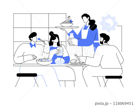 Serving healthy food isolated cartoon vector illustrations. 118069451