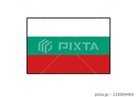 The flag features three horizontal stripes colored white, green, and red, representing Bulgaria's national identity and heritage. It symbolizes unity and the country's historical significance. The flag features three horizontal stripes colored white, green, and red, representing Bulgaria's national identity and heritage. It symbolizes unity and the country's historical significance. 118069469